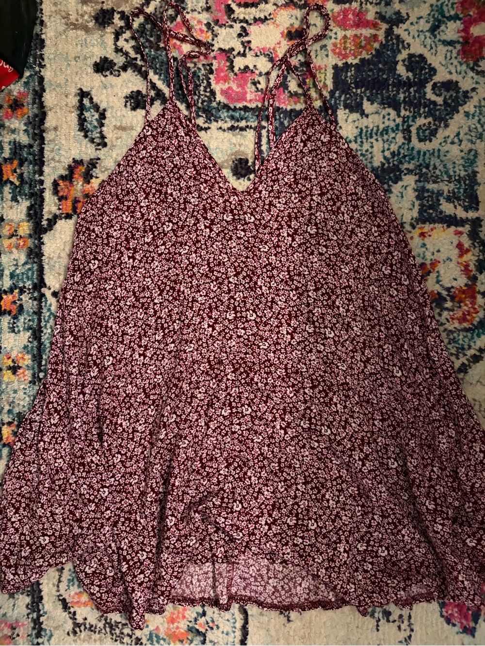 Don’t Ask Why Floral Spaghetti-Strap Women's Dress - Burgundy and Pink